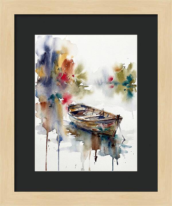 Rowboat Serenity In Watercolor
