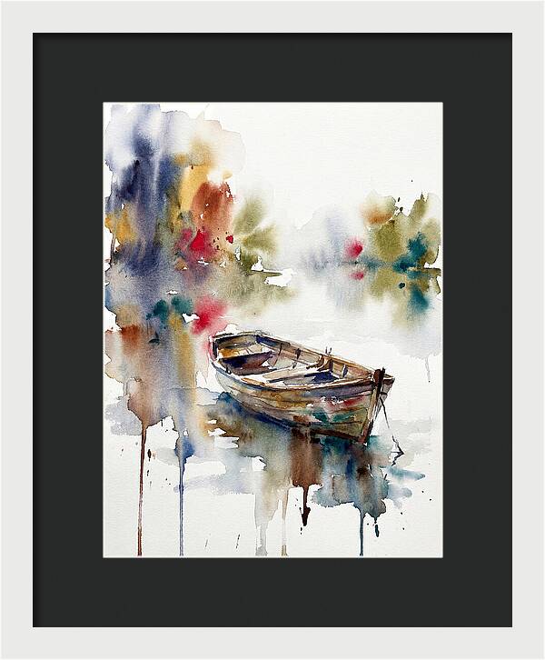 Rowboat Serenity In Watercolor