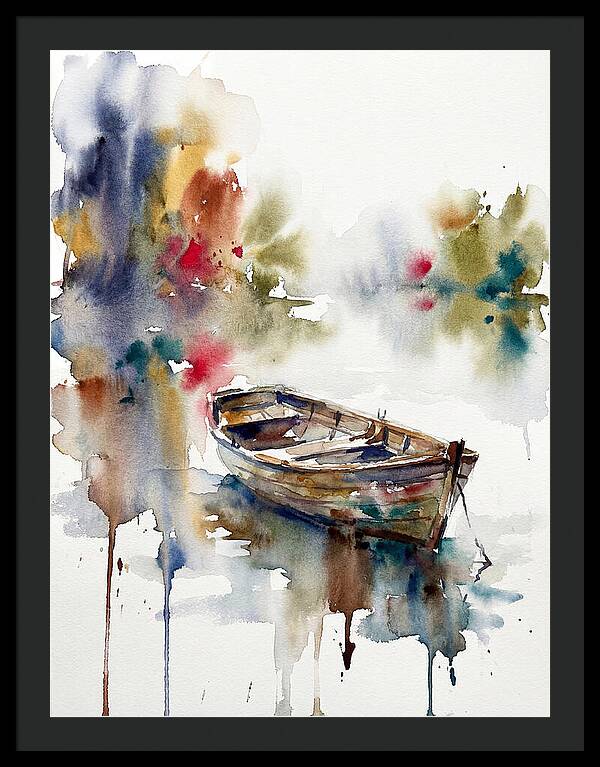 Rowboat Serenity In Watercolor