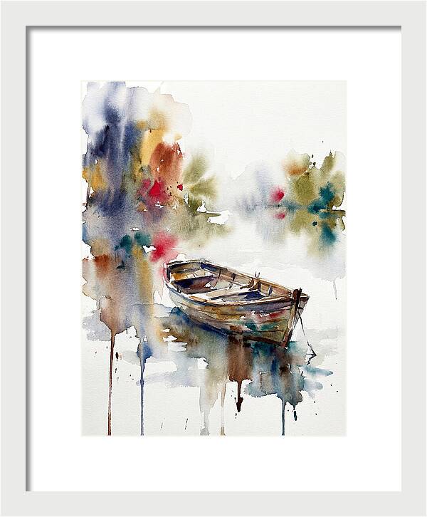 Rowboat Serenity In Watercolor