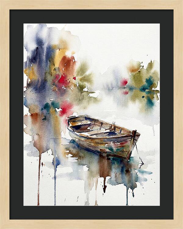 Rowboat Serenity In Watercolor