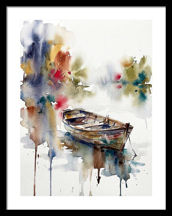 Rowboat Serenity In Watercolor
