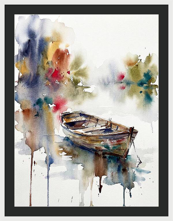 Rowboat Serenity In Watercolor