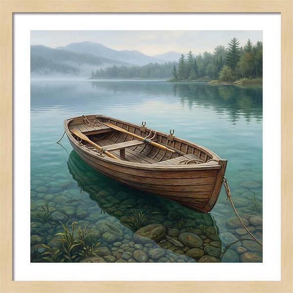 Rowboat Serenity On Calm Waters