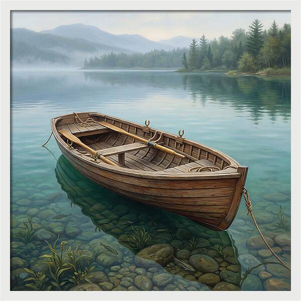 Rowboat Serenity On Calm Waters
