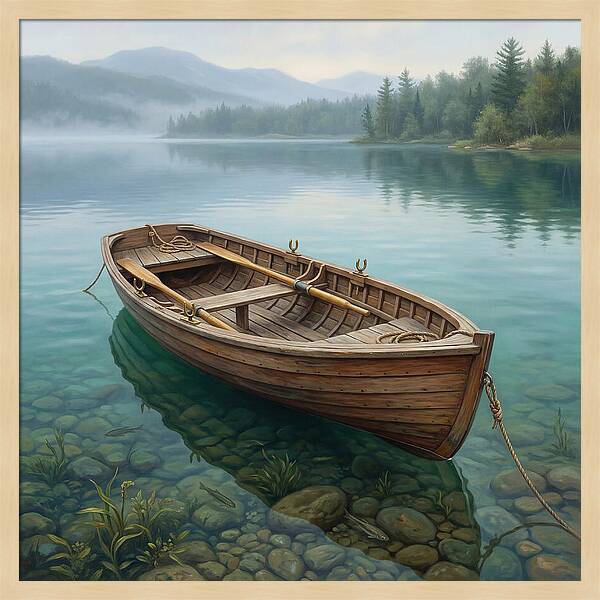 Rowboat Serenity On Calm Waters