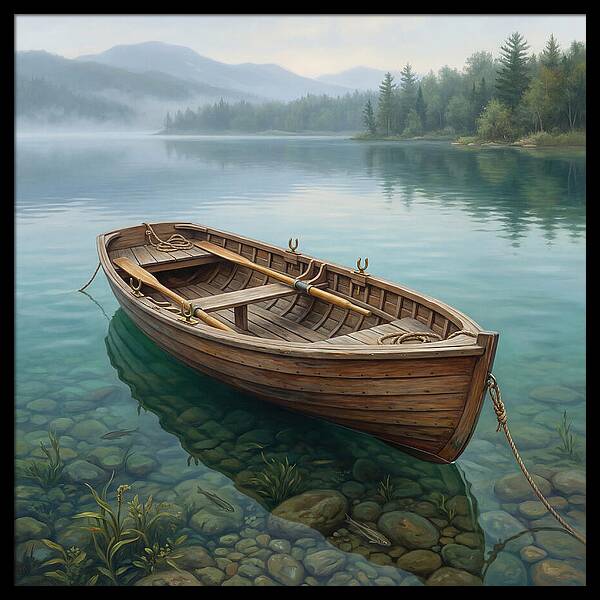 Rowboat Serenity On Calm Waters