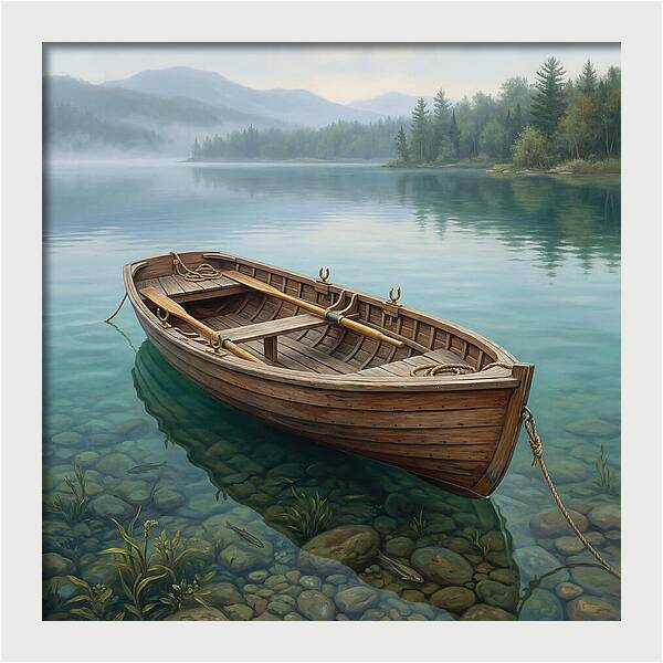 Rowboat Serenity On Calm Waters
