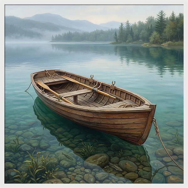 Rowboat Serenity On Calm Waters