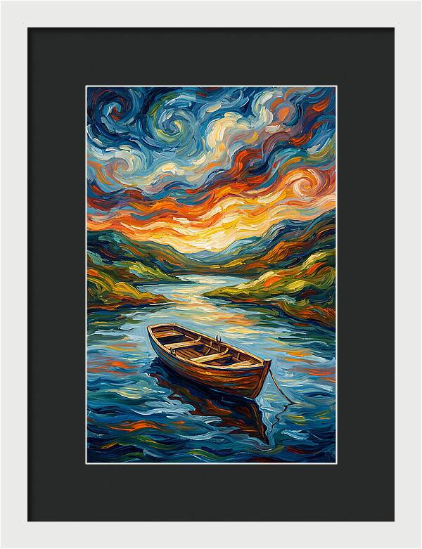 Rowboat Under Vibrant Skies