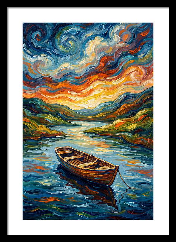 Rowboat Under Vibrant Skies