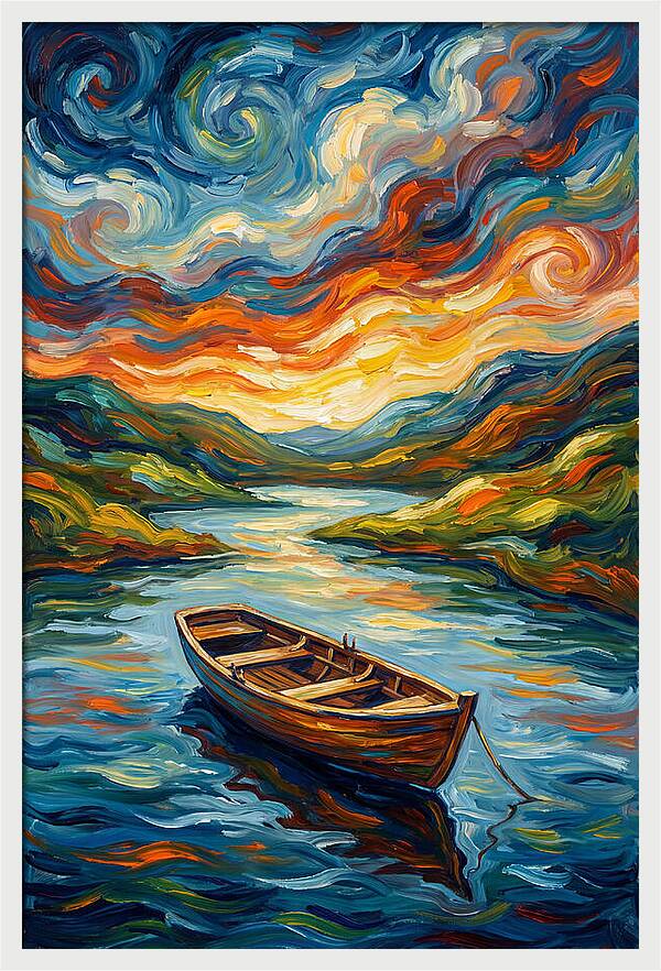 Rowboat Under Vibrant Skies