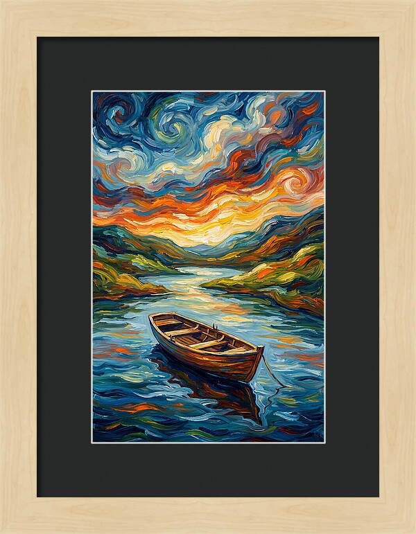 Rowboat Under Vibrant Skies