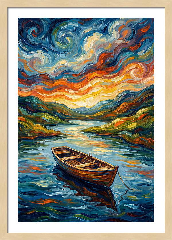 Rowboat Under Vibrant Skies