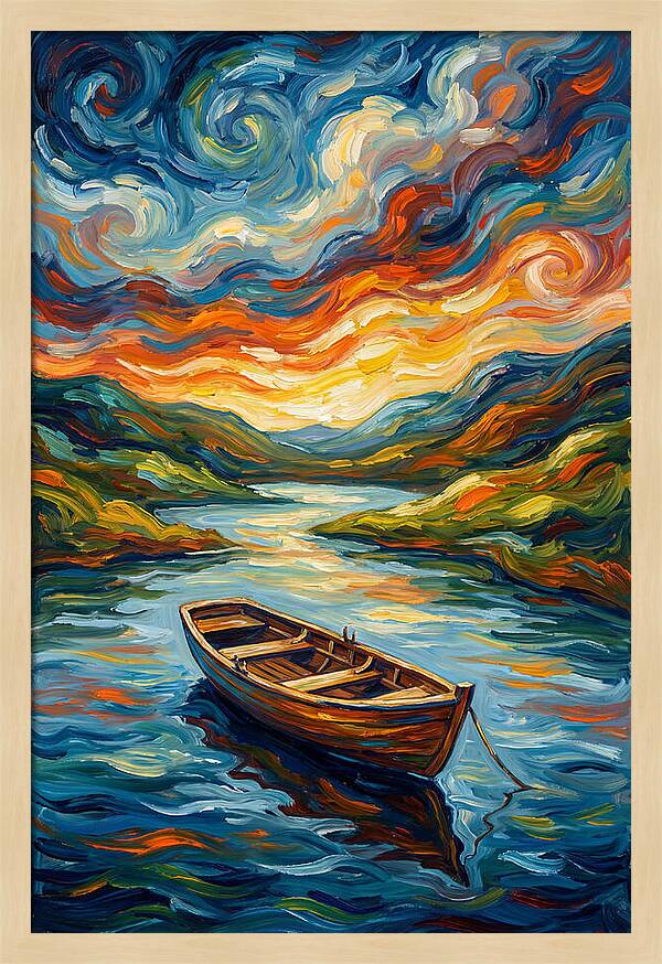 Rowboat Under Vibrant Skies
