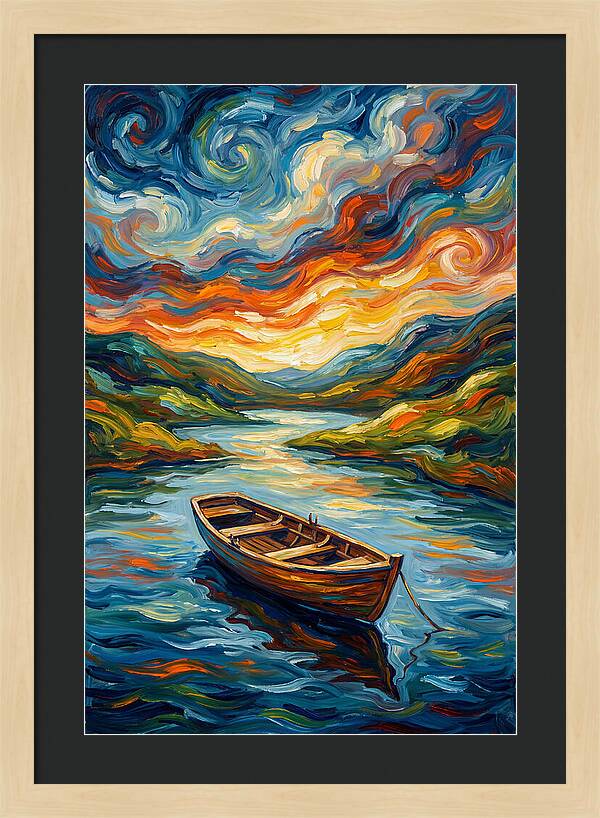 Rowboat Under Vibrant Skies