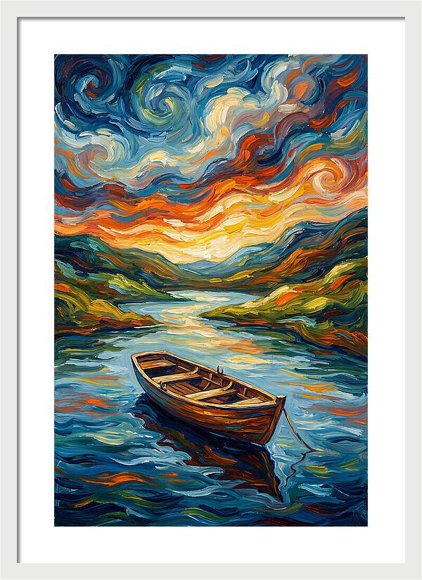 Rowboat Under Vibrant Skies