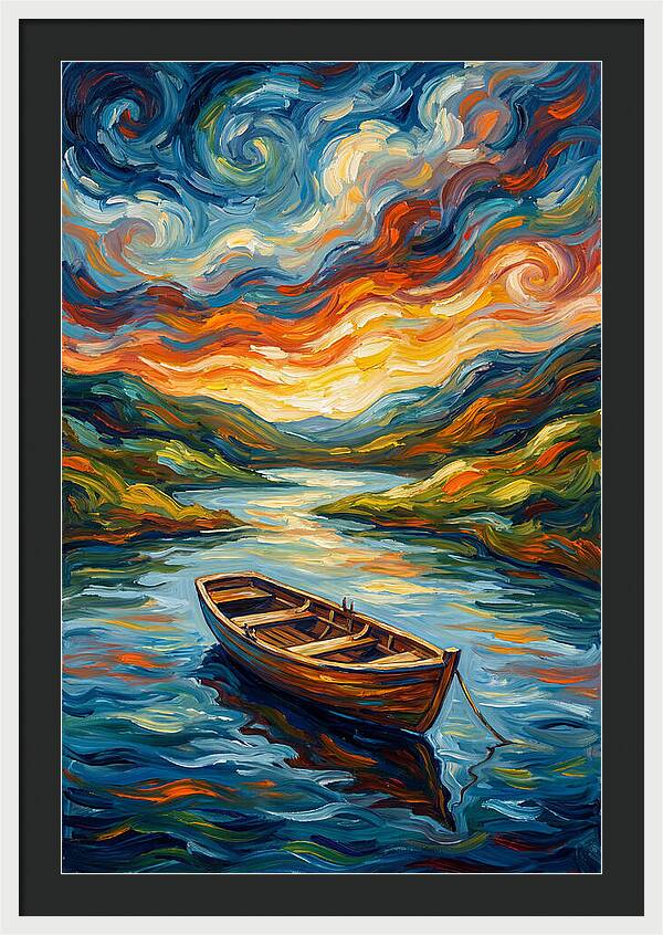 Rowboat Under Vibrant Skies