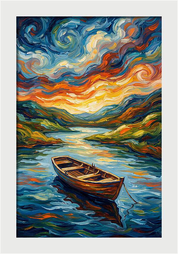 Rowboat Under Vibrant Skies