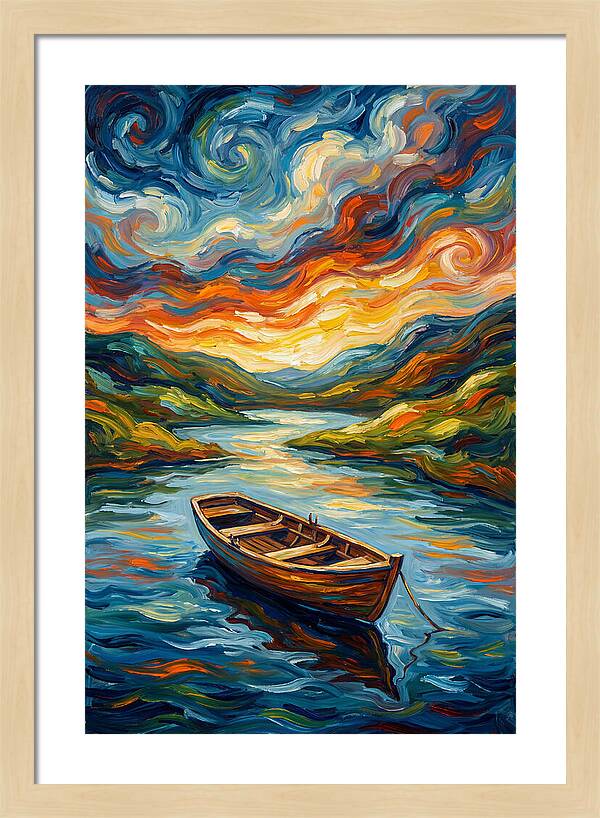Rowboat Under Vibrant Skies
