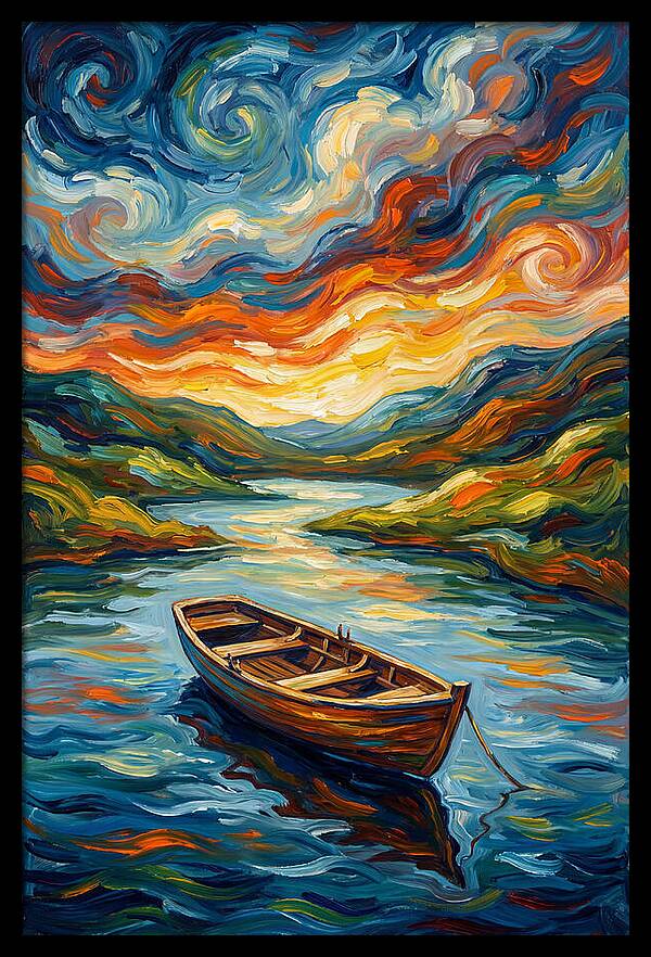 Rowboat Under Vibrant Skies