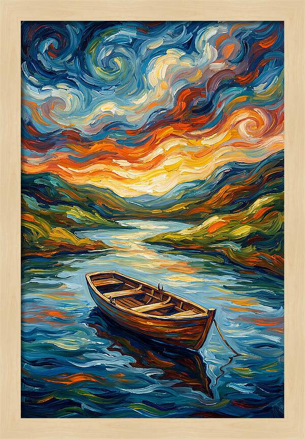 Rowboat Under Vibrant Skies