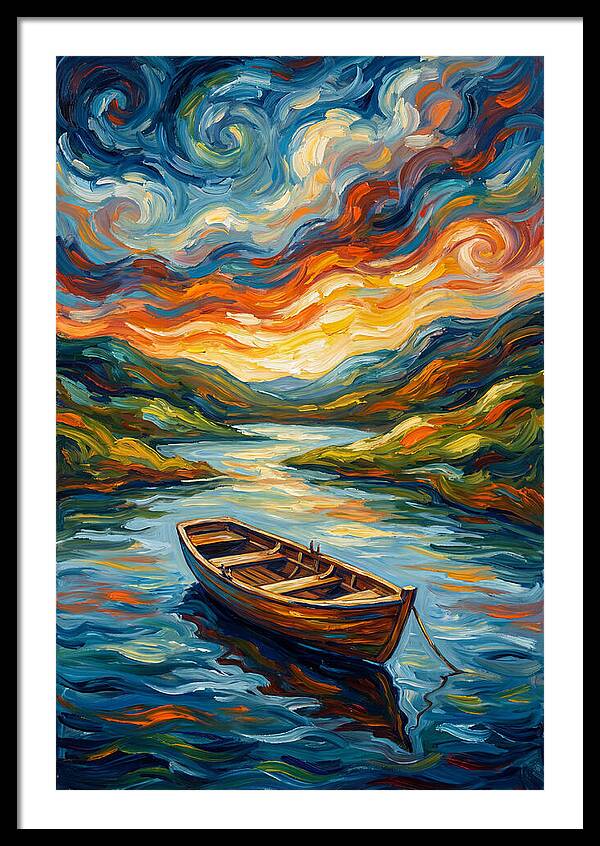Rowboat Under Vibrant Skies