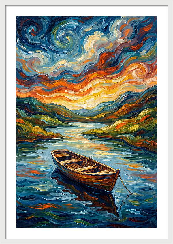 Rowboat Under Vibrant Skies