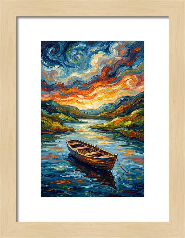 Rowboat Under Vibrant Skies