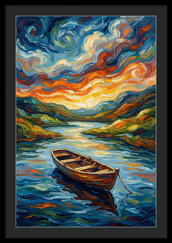 Rowboat Under Vibrant Skies