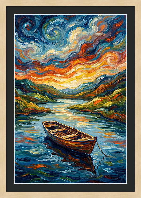 Rowboat Under Vibrant Skies