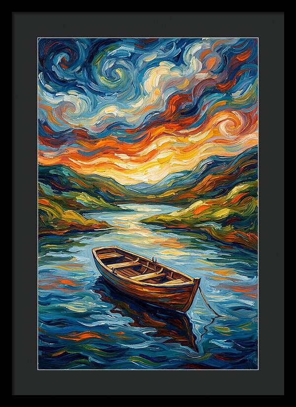 Rowboat Under Vibrant Skies