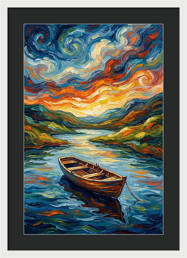 Rowboat Under Vibrant Skies