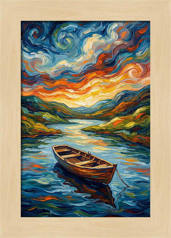 Rowboat Under Vibrant Skies