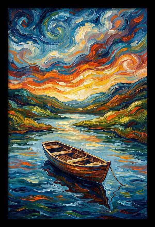 Rowboat Under Vibrant Skies