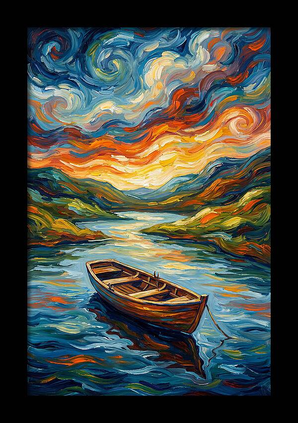 Rowboat Under Vibrant Skies
