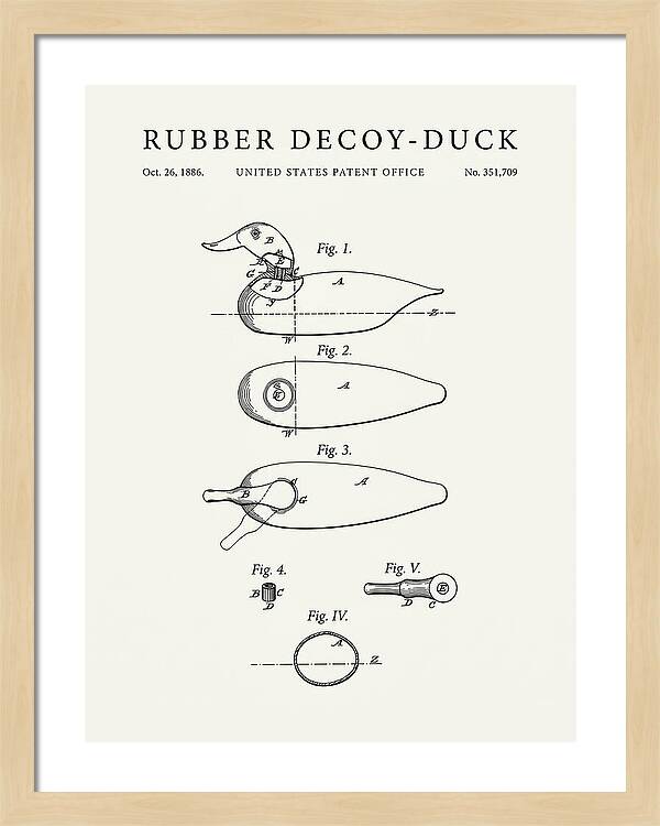 Rubber Decoy Duck Minimalist Patent Us351709a