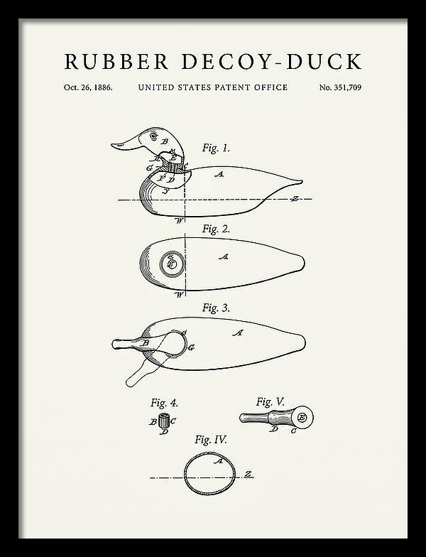 Rubber Decoy Duck Minimalist Patent Us351709a