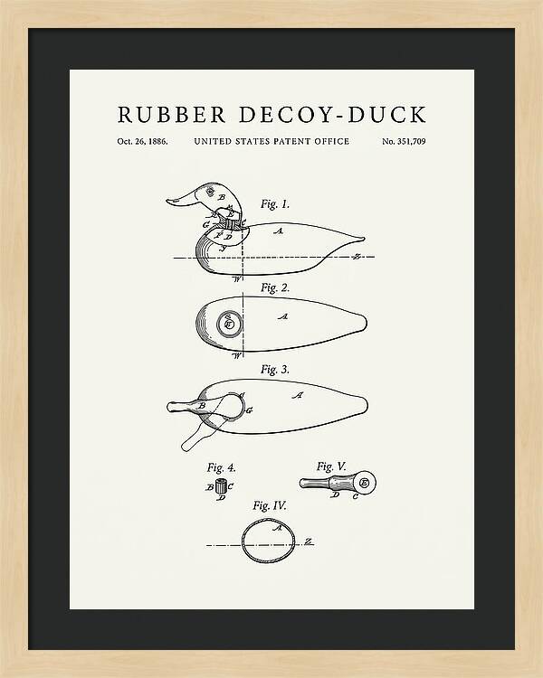Rubber Decoy Duck Minimalist Patent Us351709a