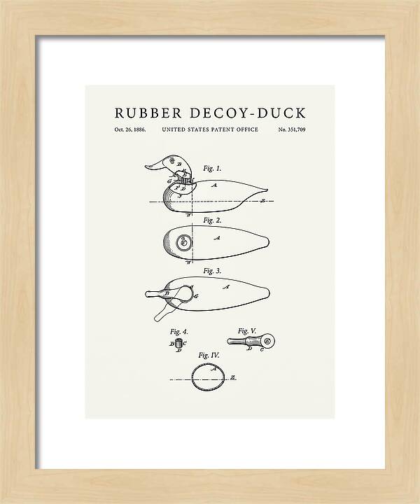 Rubber Decoy Duck Minimalist Patent Us351709a