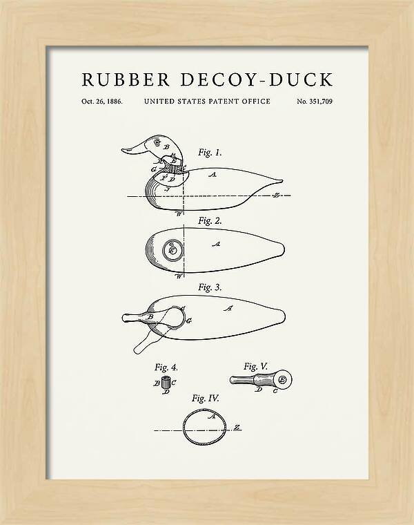 Rubber Decoy Duck Minimalist Patent Us351709a