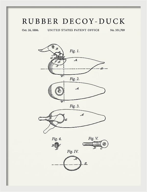 Rubber Decoy Duck Minimalist Patent Us351709a