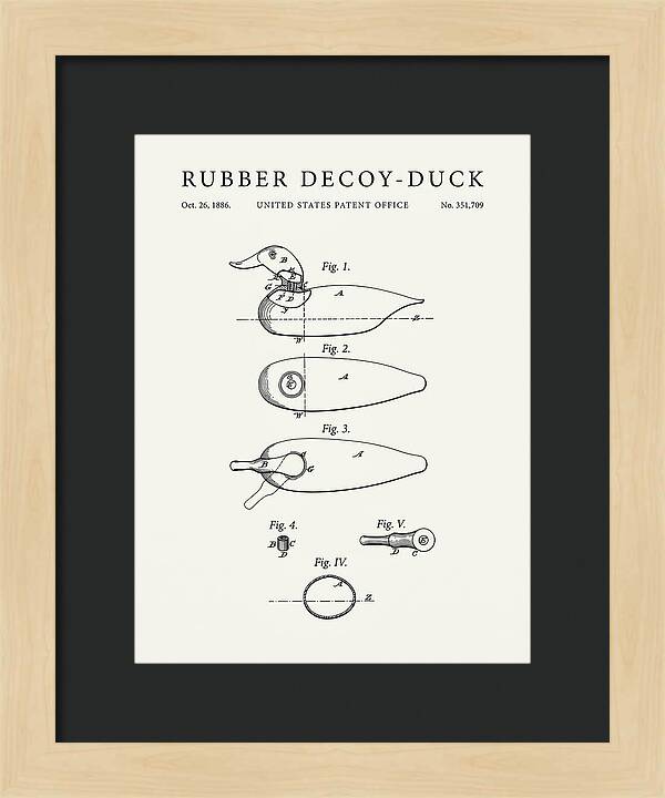 Rubber Decoy Duck Minimalist Patent Us351709a
