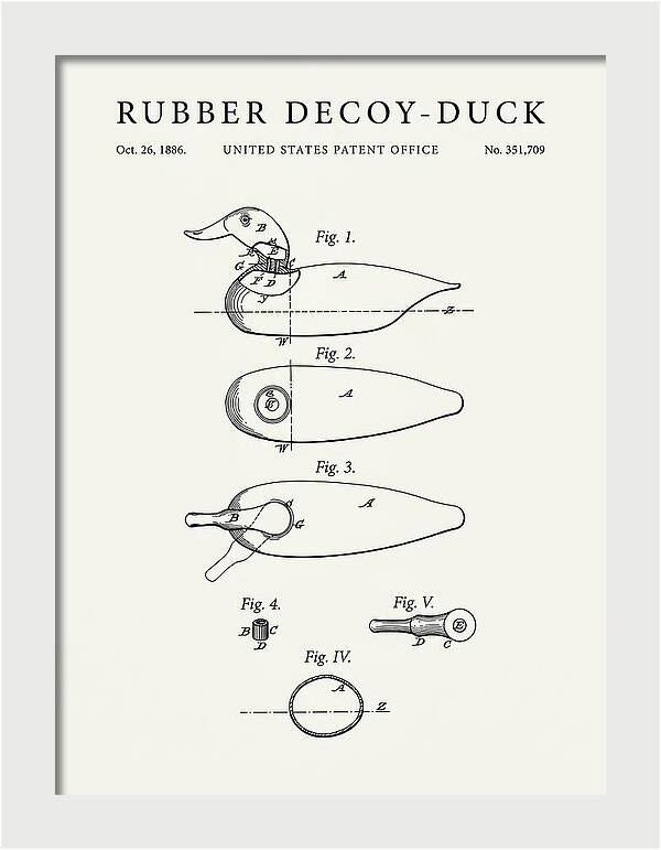 Rubber Decoy Duck Minimalist Patent Us351709a