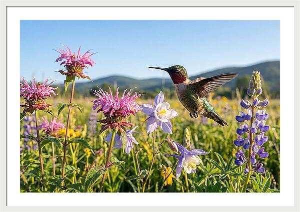 Ruby Throated Hummingbird In Flight