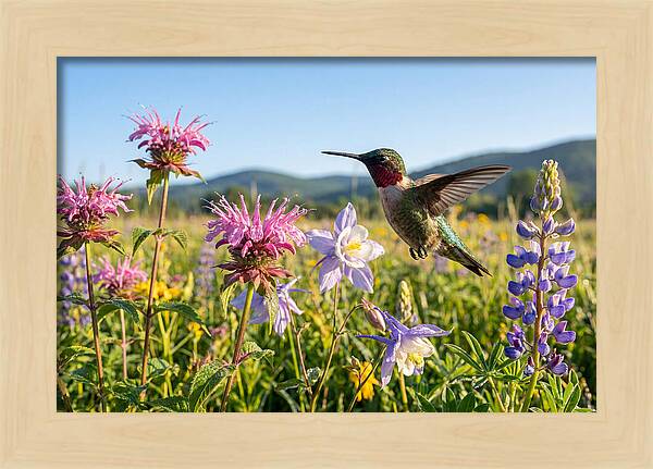 Ruby Throated Hummingbird In Flight