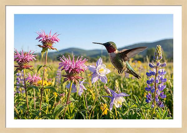 Ruby Throated Hummingbird In Flight