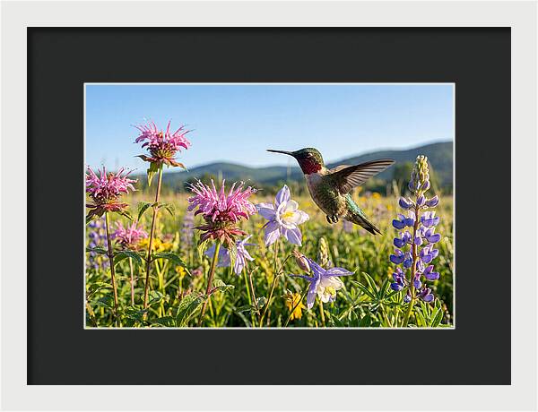 Ruby Throated Hummingbird In Flight