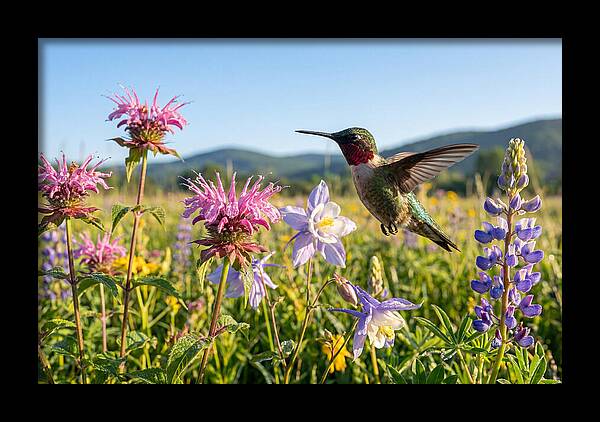 Ruby Throated Hummingbird In Flight