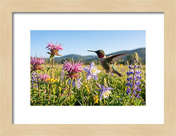 Ruby Throated Hummingbird In Flight